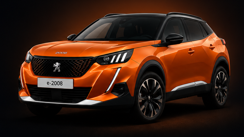 Oransje Peugeot e-2008